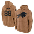 Elroe B.Bills #88 Dawson Knox Player Brown Salute to Service Hoodies Stitched Jerseys