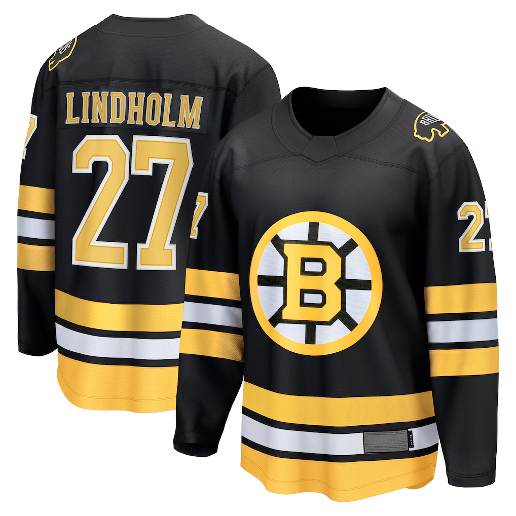 Elroe B.Bruins #27 Hampus Lindholm Black Home Breakaway Player Stitched Jerseys
