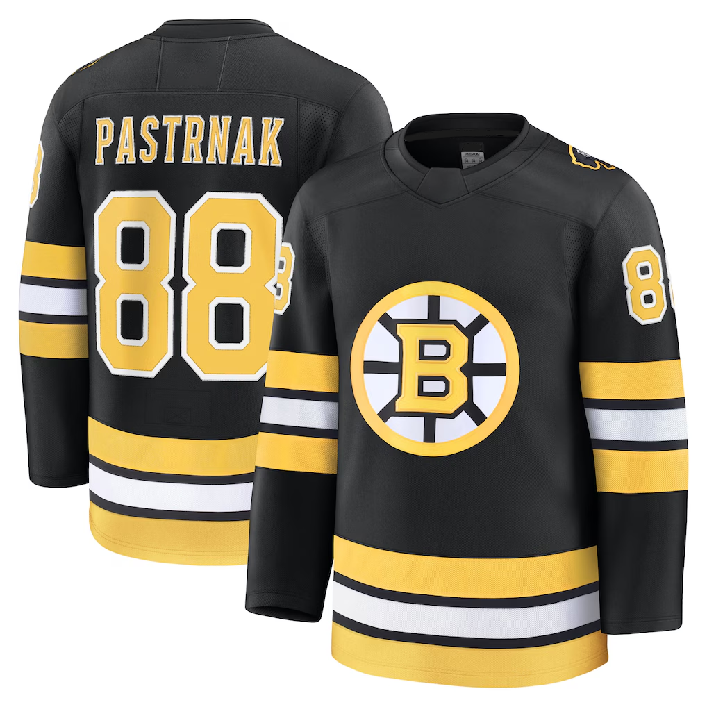 Elroe B.Bruins #88 David Pastrnak Black Home Premium Player Stitched Jerseys