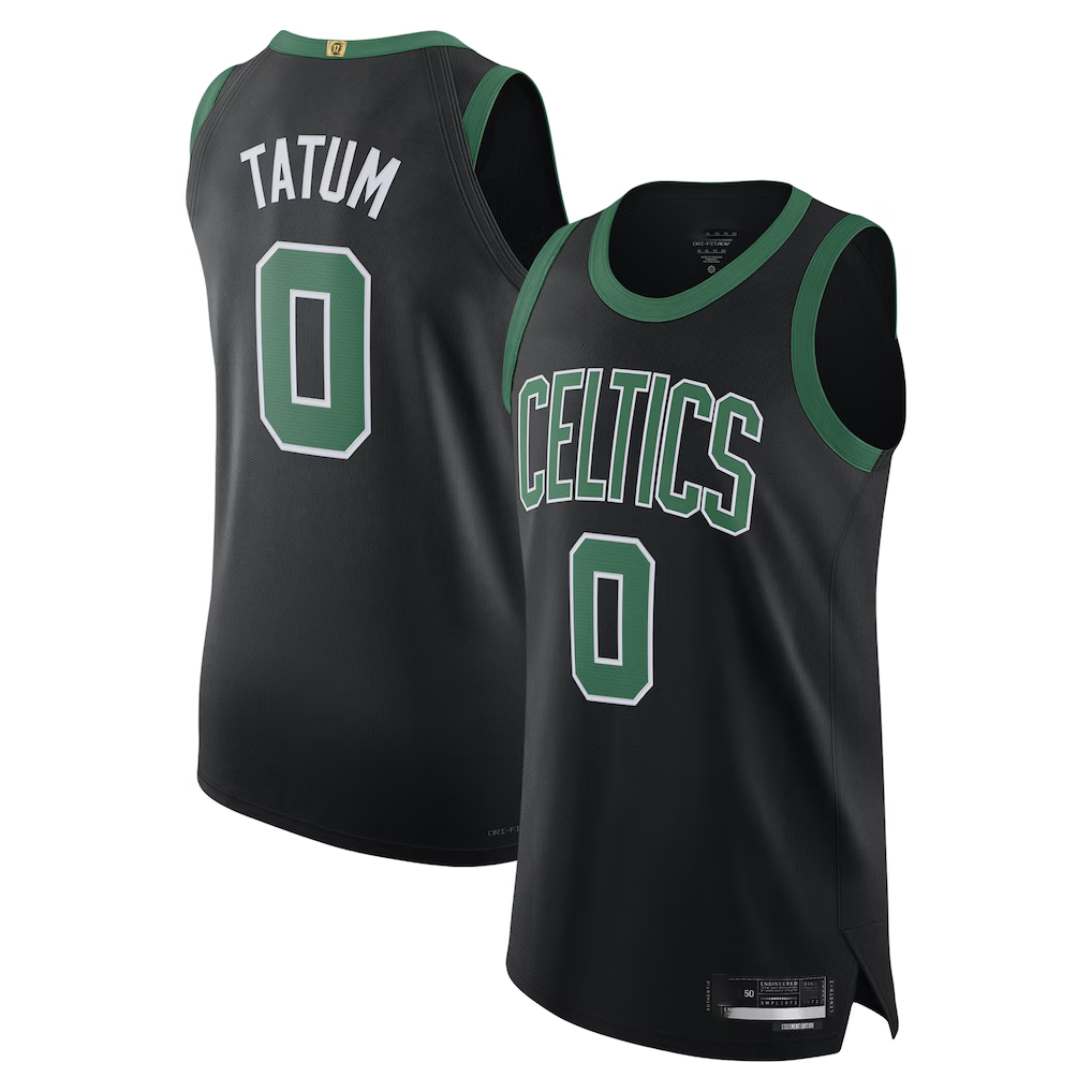 Elroe B.Celtics #0 Jayson Tatum Black Authentic Player Jerseys - Statement Edition