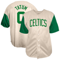 Elroe B.Celtics #0 Jayson Tatum  Cream Baseball Jerseys