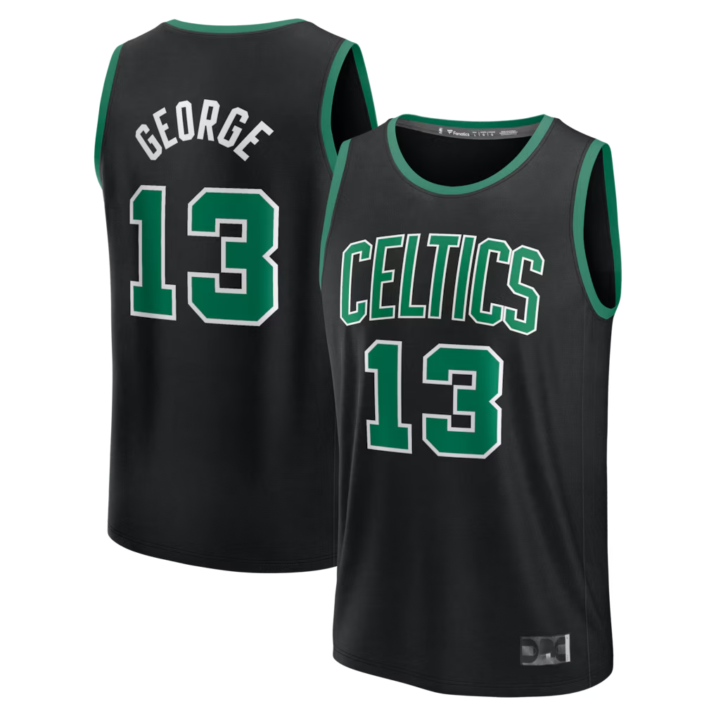 Elroe B.Celtics #13 Paul George Black Fast Break Replica Jerseys - Statement Edition