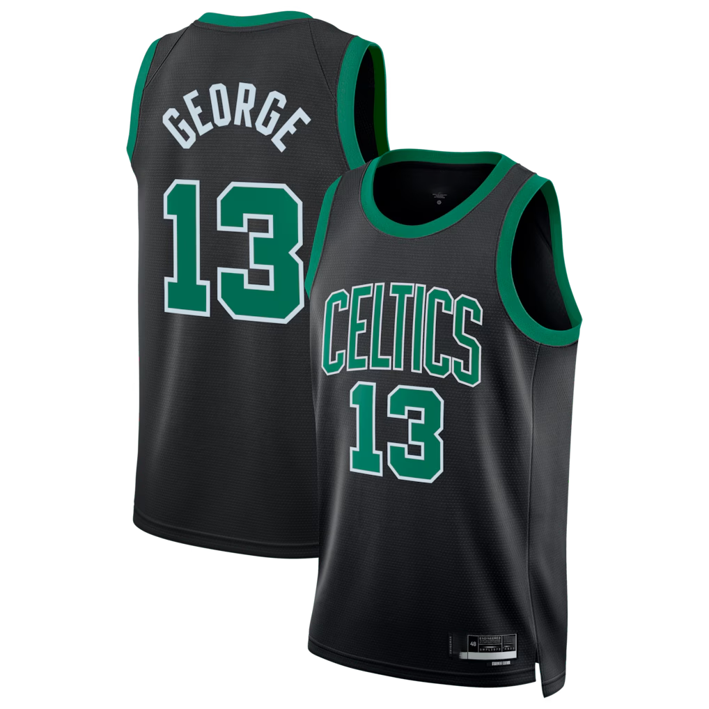 Elroe B.Celtics #13 Paul George Black Swingman Jerseys - Statement Edition