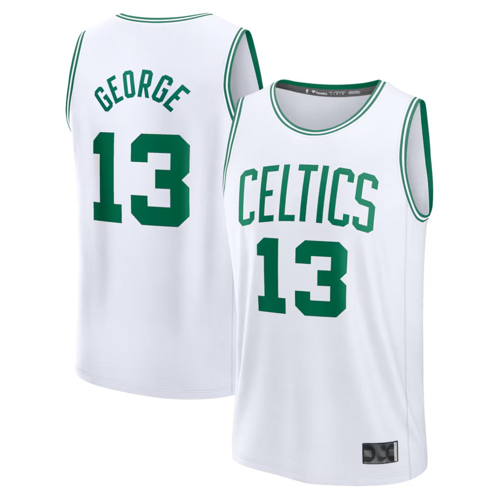 Elroe B.Celtics #13 Paul George  White Fast Break Replica Jerseys - Association Edition