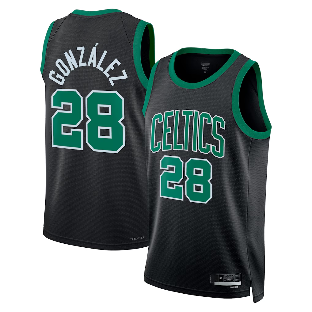 Elroe B.Celtics #28 Hugo Gonz¨¢lez Black Swingman Jerseys - Statement Edition