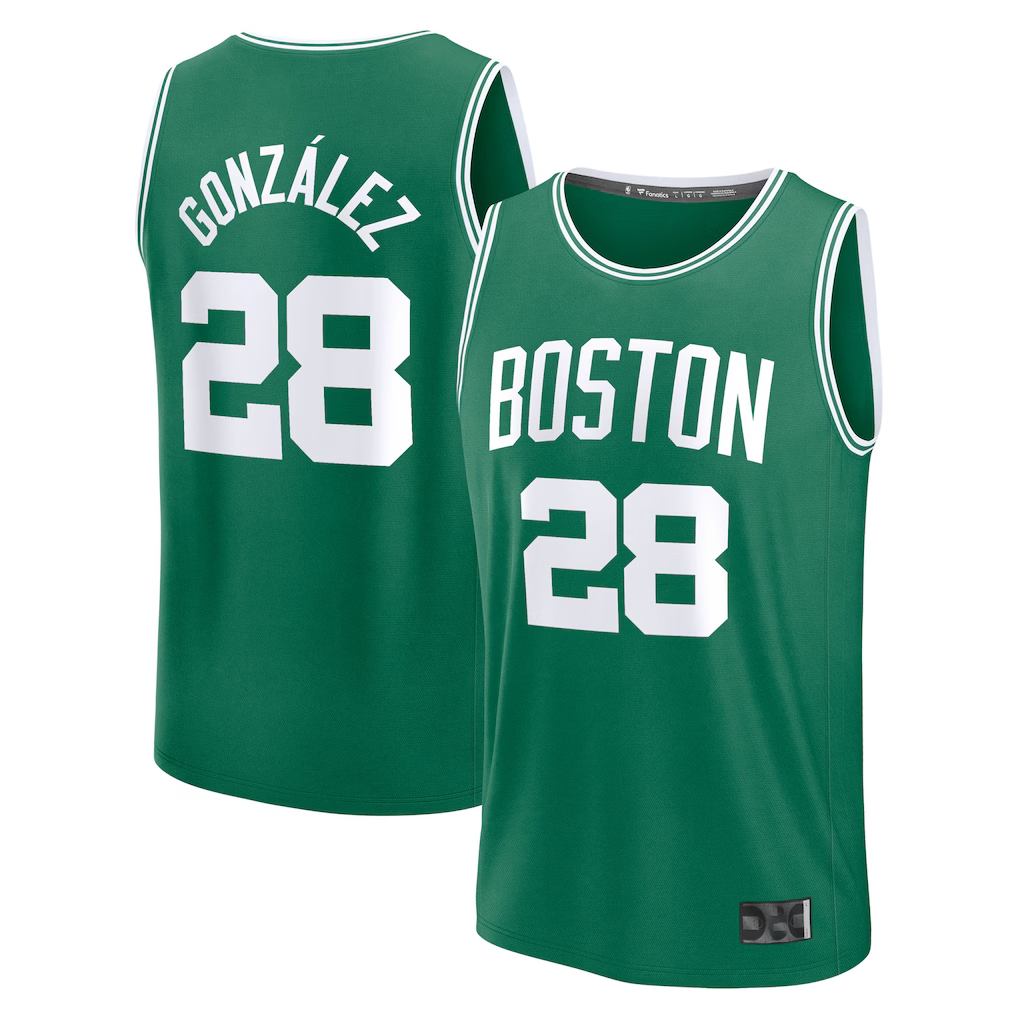 Elroe B.Celtics #28 Hugo Gonzalez Kelly Green 2025  Draft First Round Pick Fast Break Replica Jerseys - Icon Edition