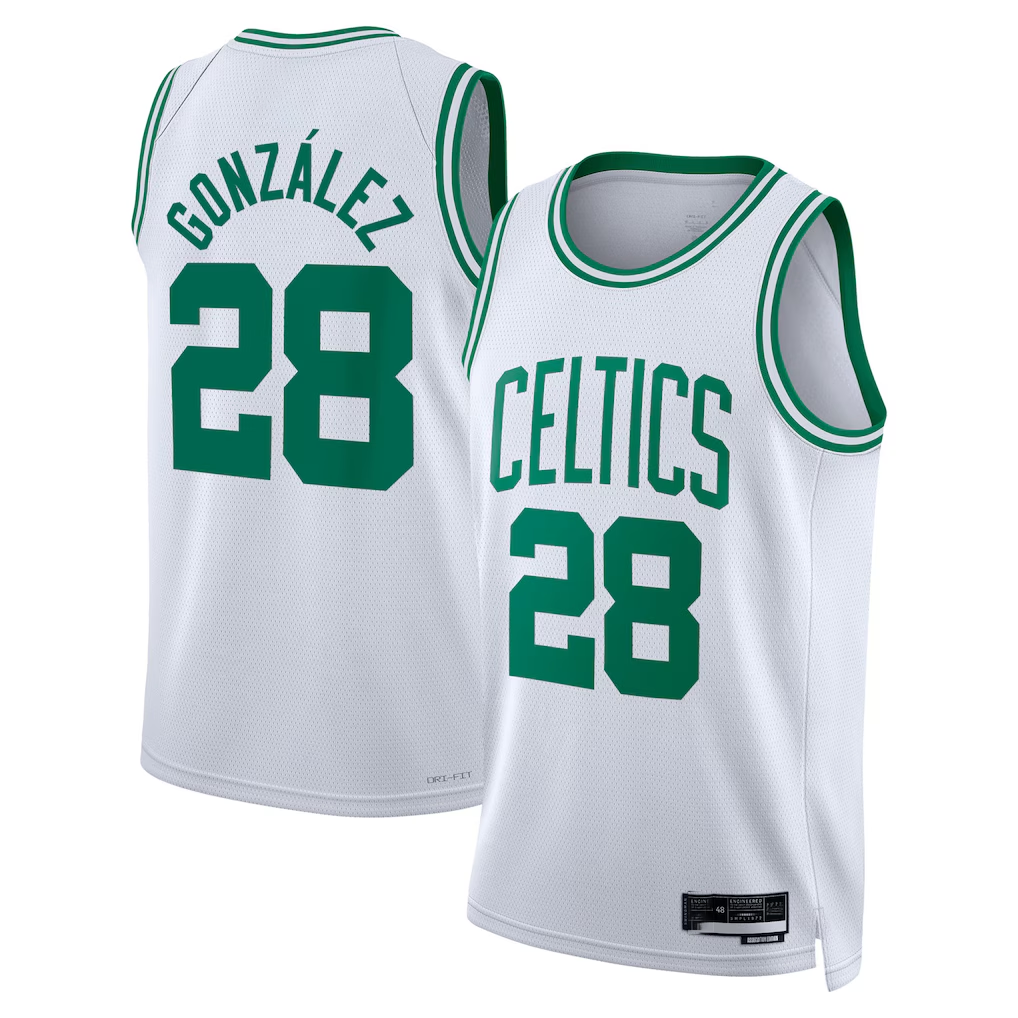 Elroe B.Celtics #28 Hugo Gonz¨¢lez White Swingman Jerseys - Association Edition