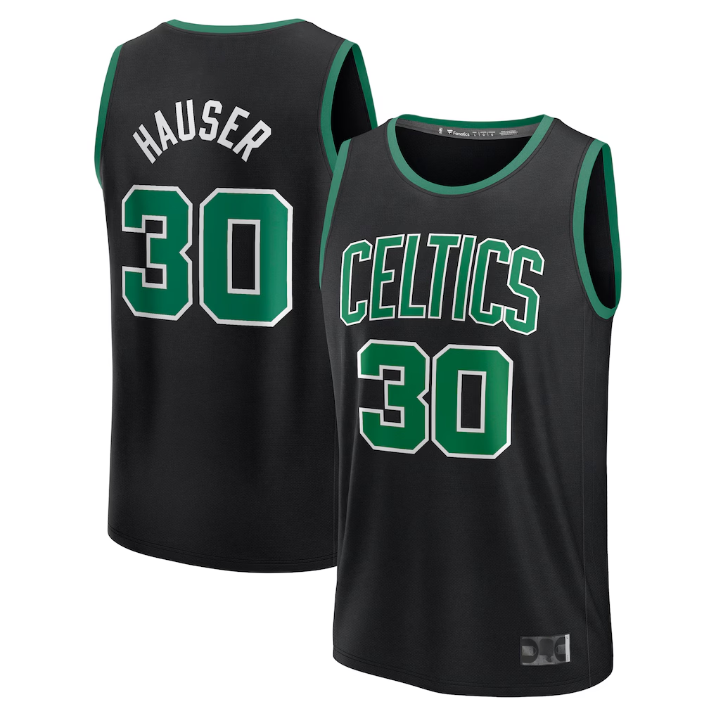 Elroe B.Celtics #30 Sam Hauser Black Fast Break Replica Player Jerseys - Statement Edition