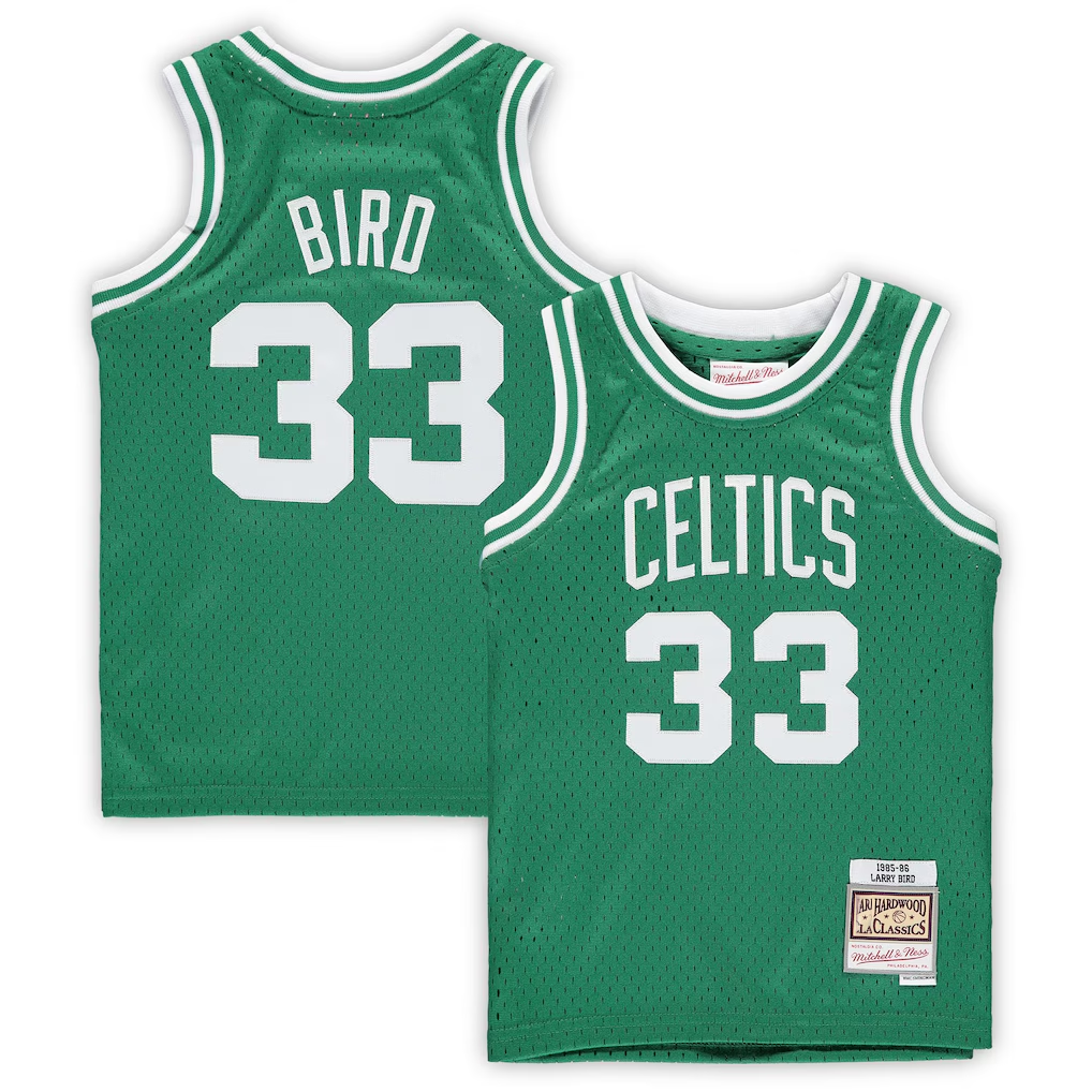 Elroe B.Celtics #33 Larry Bird Mitchell & Ness Kelly Green 1985-86 Hardwood Classics Throwback Team Jerseys