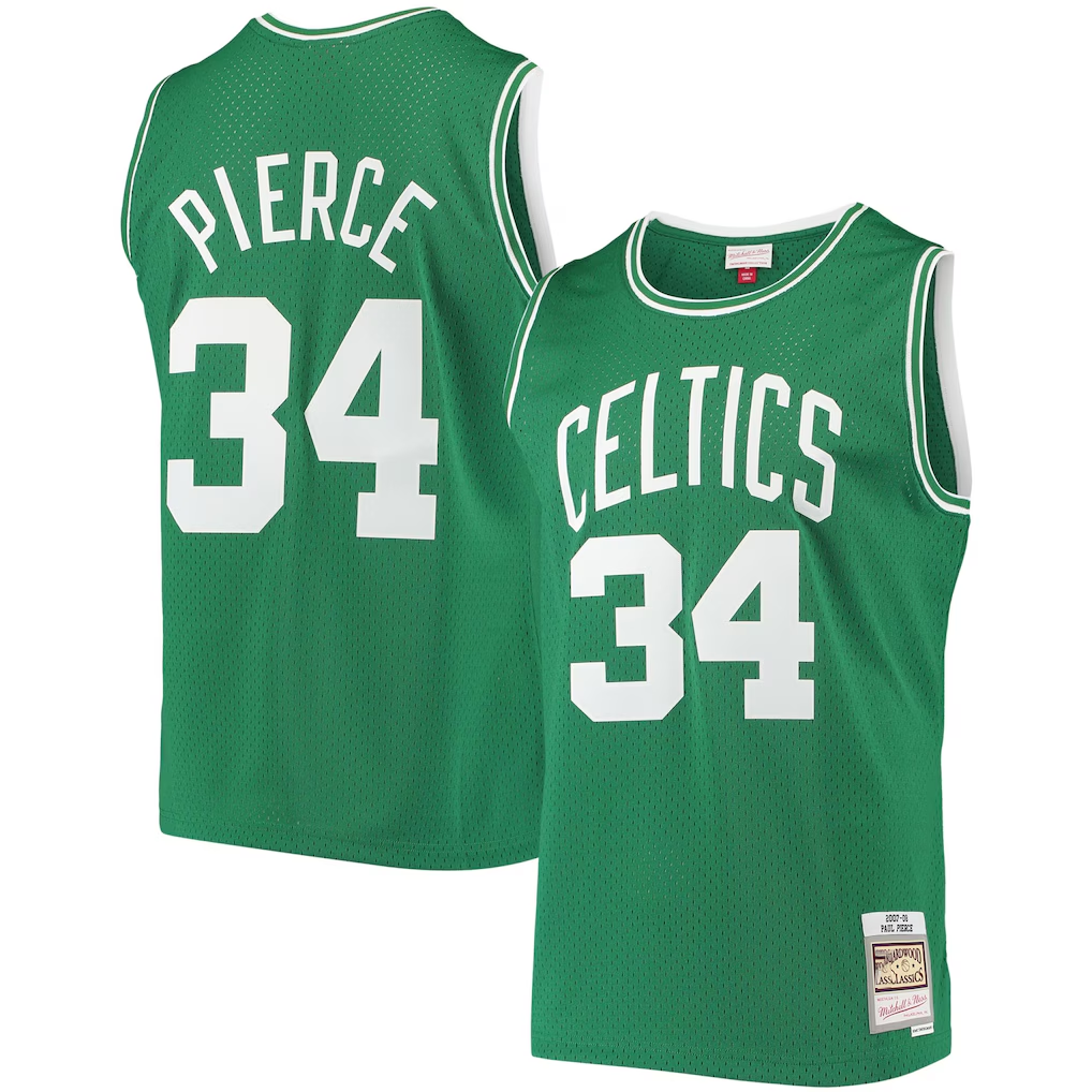 Elroe B.Celtics #34 Paul Pierce Mitchell & Ness Kelly Green Hardwood Classics Swingman Jerseys