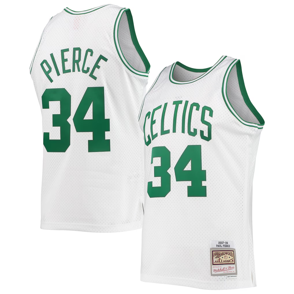 Elroe B.Celtics #34 Paul Pierce Mitchell & Ness White Hardwood Classics Swingman Jerseys