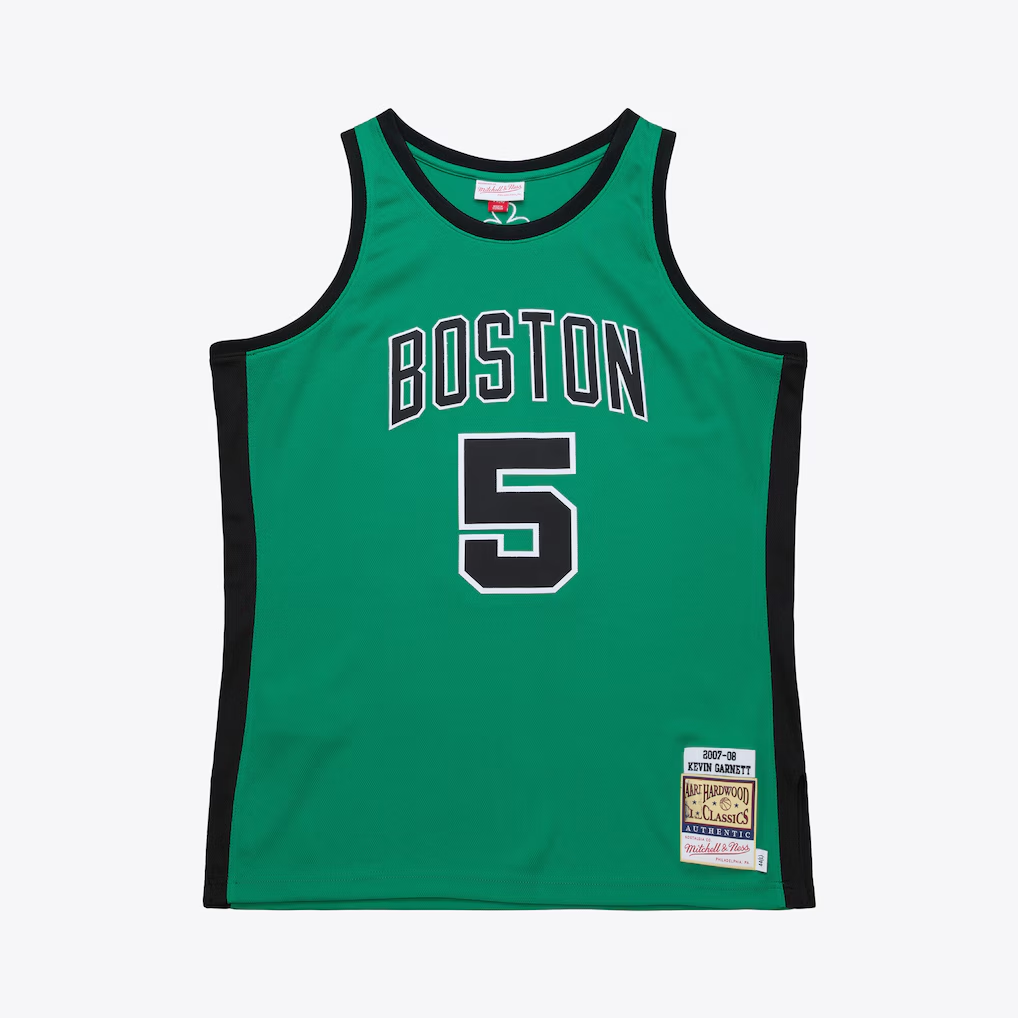 Elroe B.Celtics #5 Kevin Garnett Mitchell & Ness Kelly Green 2007-08 Hardwood Classics Authentic Jerseys