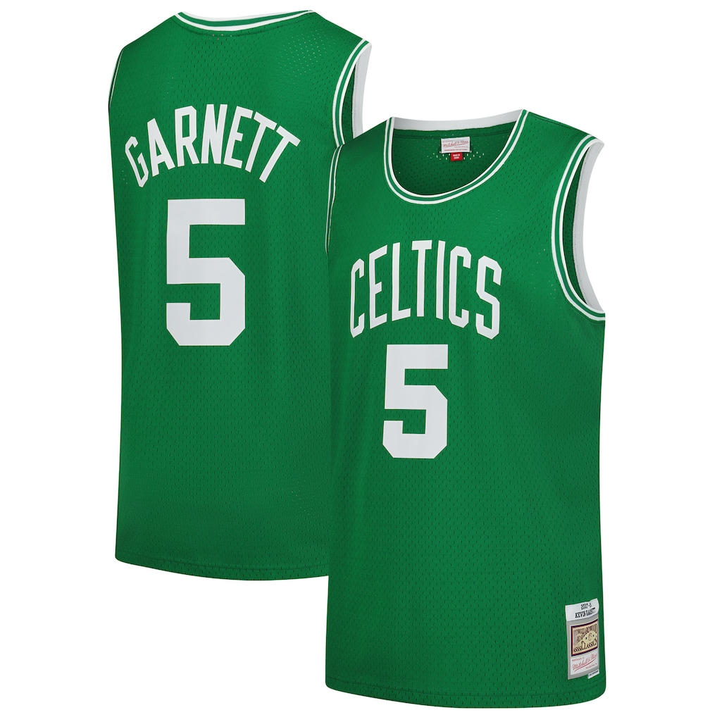 Elroe B.Celtics #5 Kevin Garnett Mitchell & Ness Kelly Green 200708 Hardwood Classics Swingman Jerseys