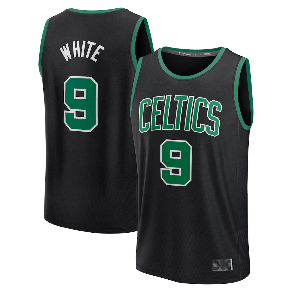 Elroe B.Celtics #9 Derrick White  Black Fast Break Replica Player Jerseys - Statement Edition