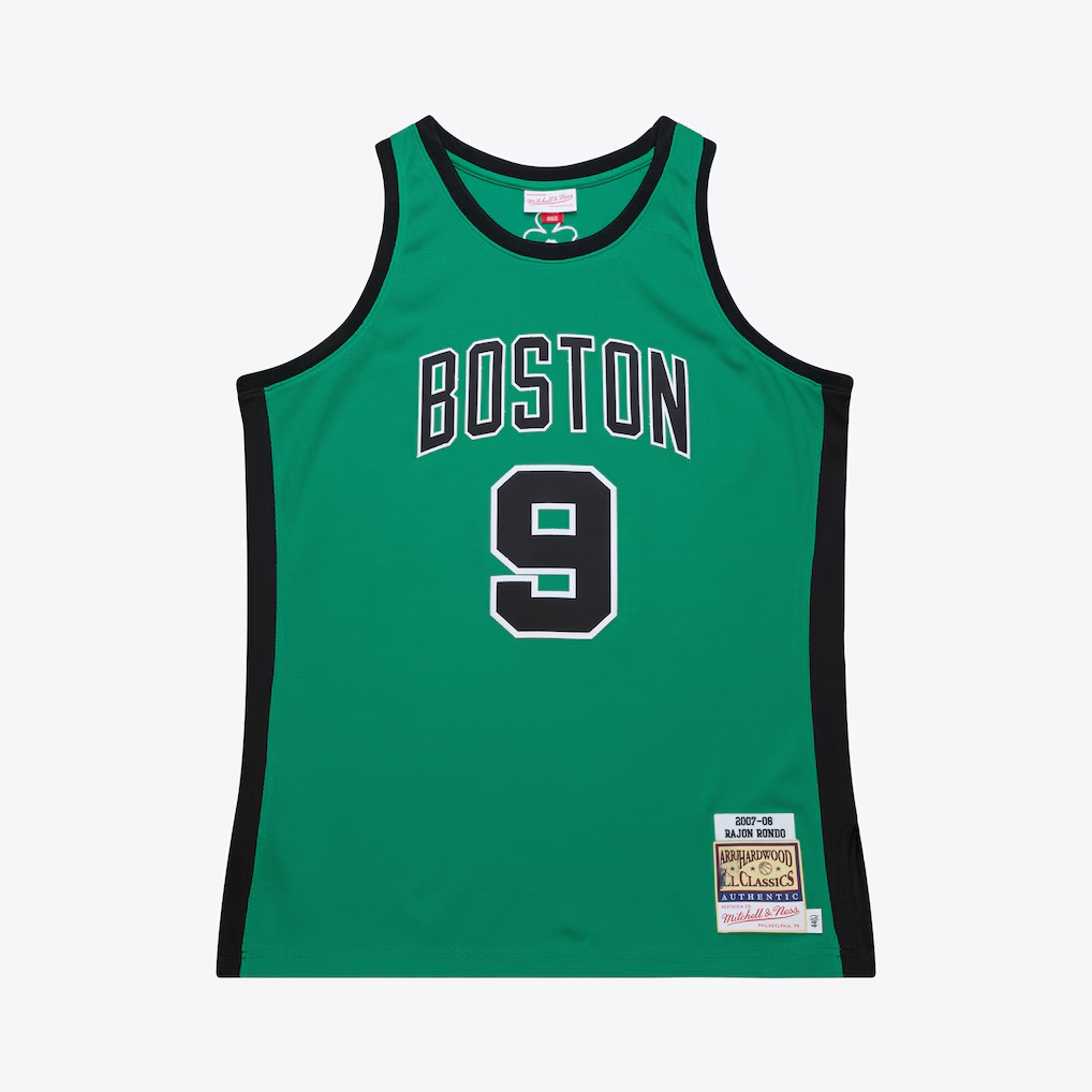 Elroe B.Celtics #9 Rajon Rondo Mitchell & Ness Kelly Green 2007-08 Hardwood Classics Authentic Jerseys