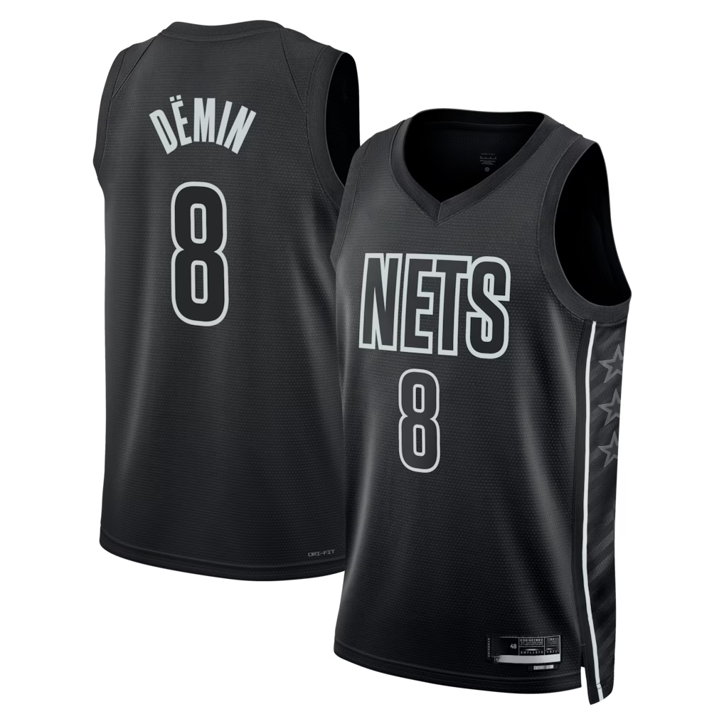 Elroe B.Nets #8 Egor D?min  Black Swingman Jerseys - Statement Edition