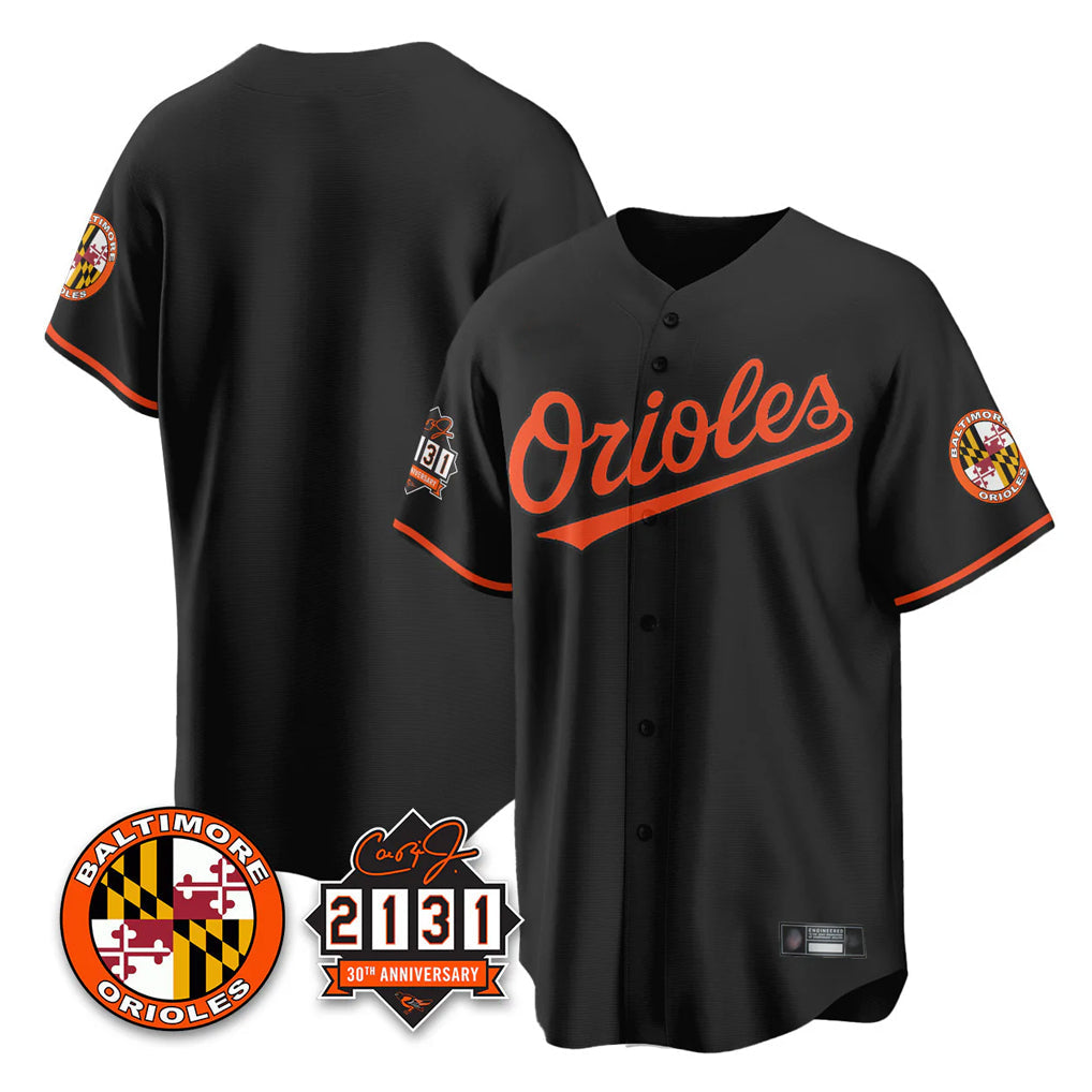 Elroe B.Orioles Black 30th Anniversary of 2131 Home Game Blank Player Stitched Jerseys