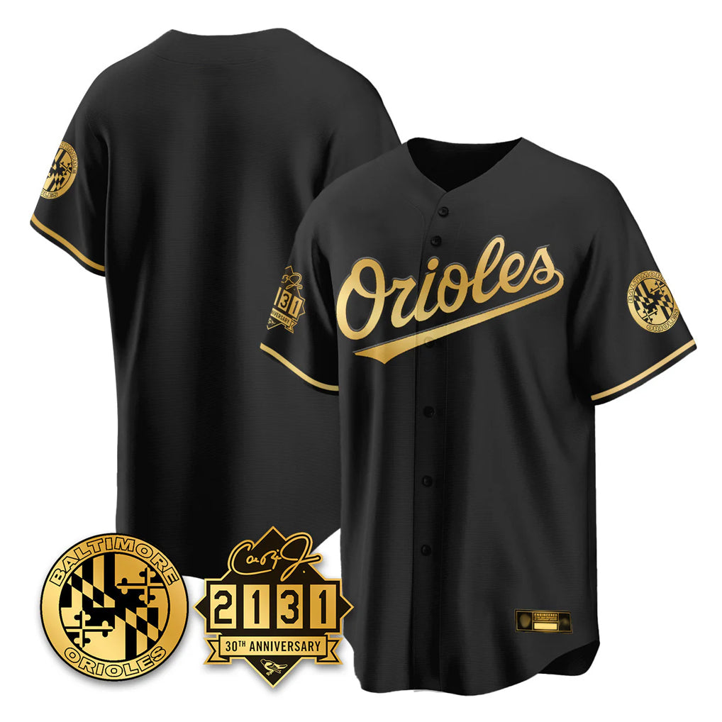 Elroe B.Orioles Black Gold 30th Anniversary of 2131 Home Game Blank Player Stitched Jerseys