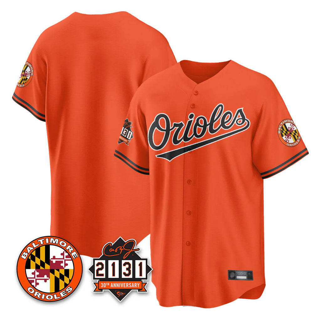 Elroe B.Orioles Orange 30th Anniversary of 2131 Home Game Blank Player Stitched Jerseys