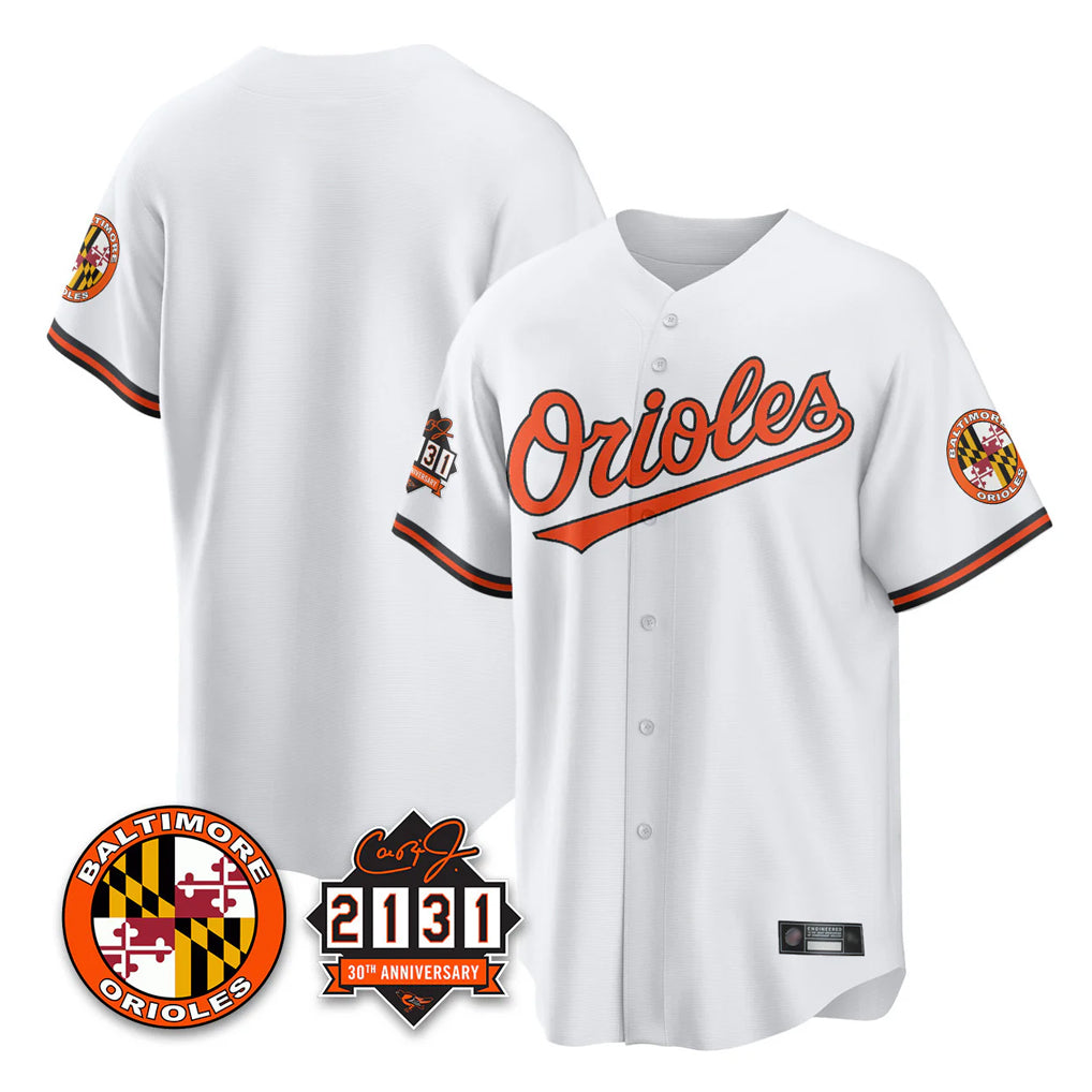 Elroe B.Orioles White 30th Anniversary of 2131 Home Game Blank Player Stitched Jerseys