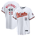 Elroe B.Orioles #11 Jordan Westburg Player White USA 250 Fourth of July Home Game Stitched Jerseys