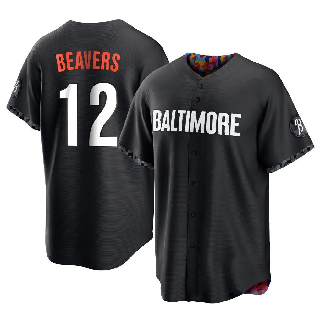 Elroe B.Orioles #12 Dylan Beavers Player Black City Connect Home Game Stitched Jerseys