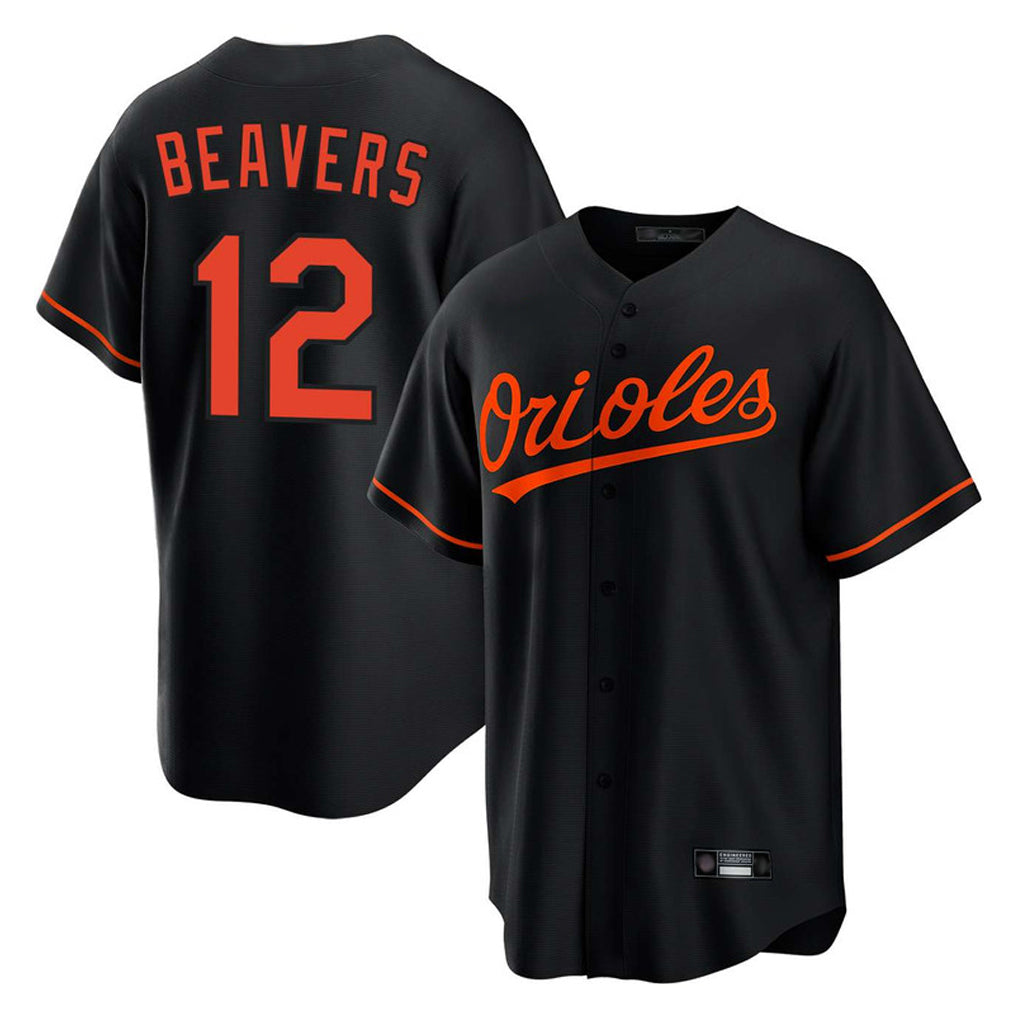 Elroe B.Orioles #12 Dylan Beavers Player Black Home Game Stitched Jerseys