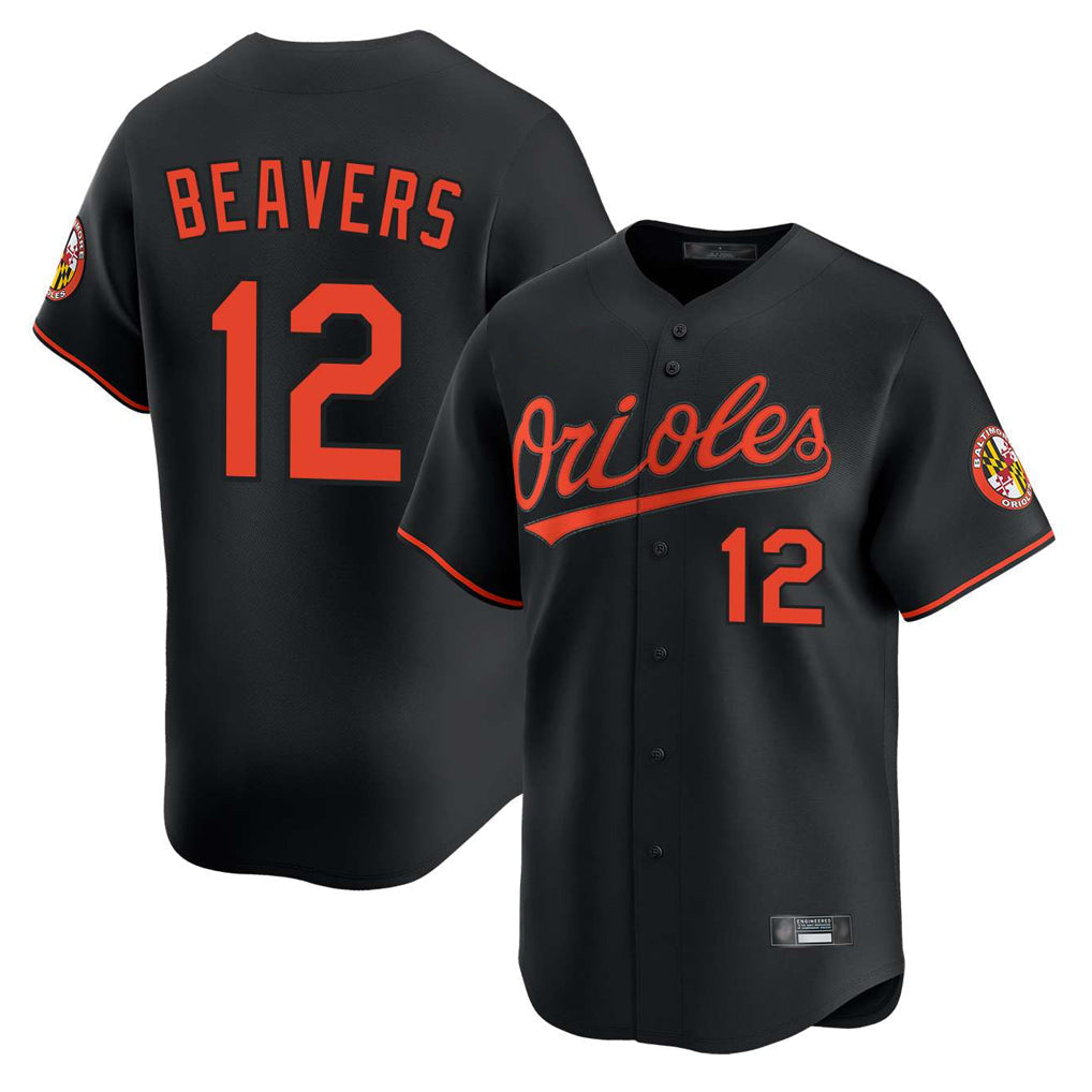 Elroe B.Orioles #12 Dylan Beavers Player Black Limited Home Game Stitched Jerseys