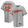 Elroe B.Orioles #12 Dylan Beavers Player Gray Home Game Stitched Jerseys