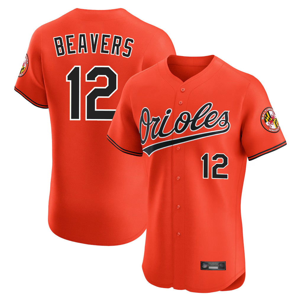 Elroe B.Orioles #12 Dylan Beavers Player Orange Limited Elite Home Game Stitched Jerseys