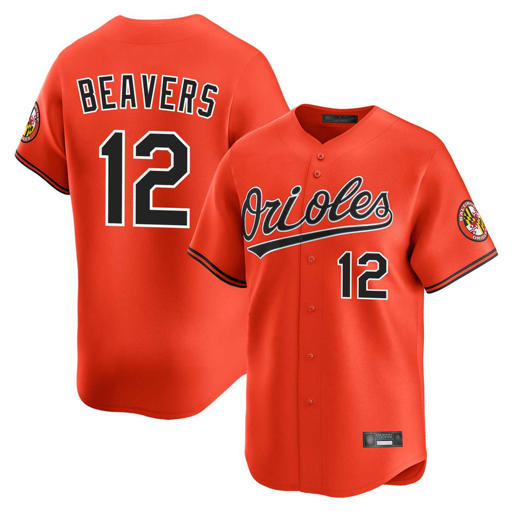 Elroe B.Orioles #12 Dylan Beavers Player Orange Limited Home Game Stitched Jerseys