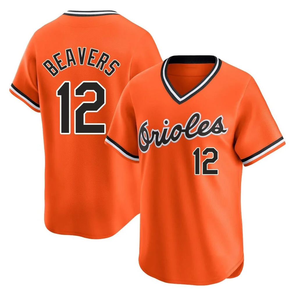 Elroe B.Orioles #12 Dylan Beavers Player Orange T-shirt Limited Home Game Stitched Jerseys