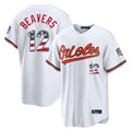 Elroe B.Orioles #12 Dylan Beavers Player White USA 250 Fourth of July Home Game Stitched Jerseys