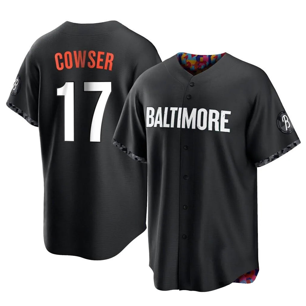 Elroe B.Orioles #17 Colton Cowser Player Black City Connect Home Game Stitched Jerseys