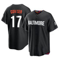 Elroe B.Orioles #17 Colton Cowser Player Black City Connect Home Game Stitched Jerseys