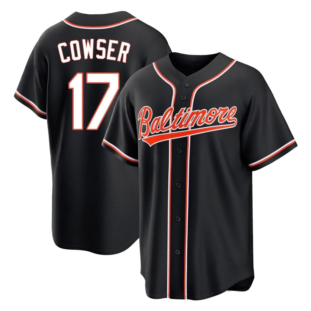Elroe B.Orioles #17 Colton Cowser Player Black Out Home Game Stitched Jerseys