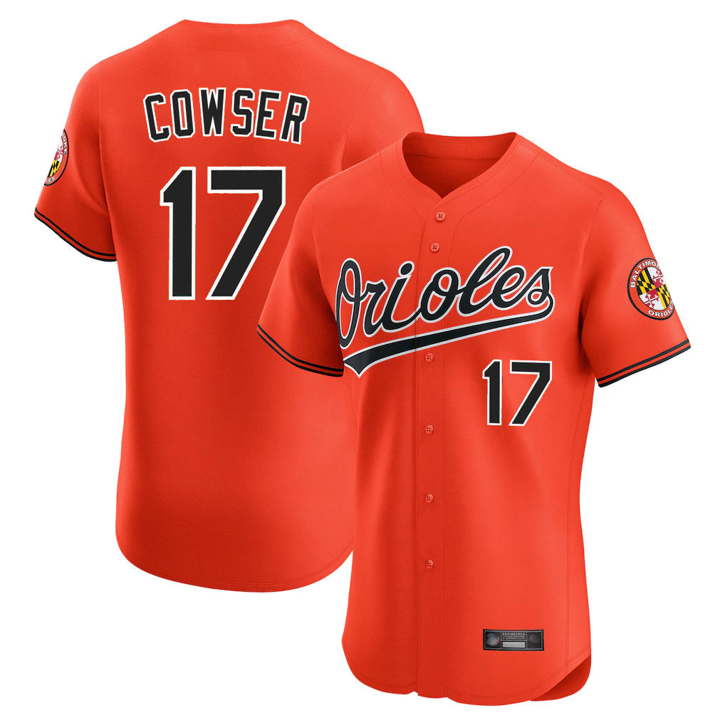 Elroe B.Orioles #17 Colton Cowser Player Orange Limited Elite Home Game Stitched Jerseys