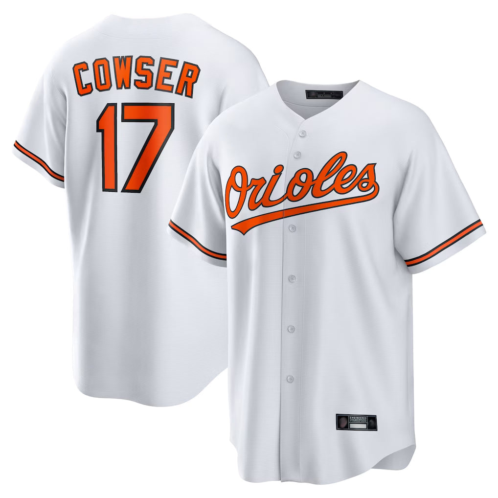 Elroe B.Orioles #17 Colton Cowser Player White Home Game Stitched Jerseys