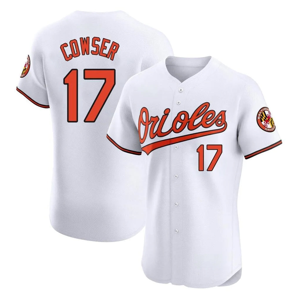 Elroe B.Orioles #17 Colton Cowser Player White Limited Elite Home Game Stitched Jerseys