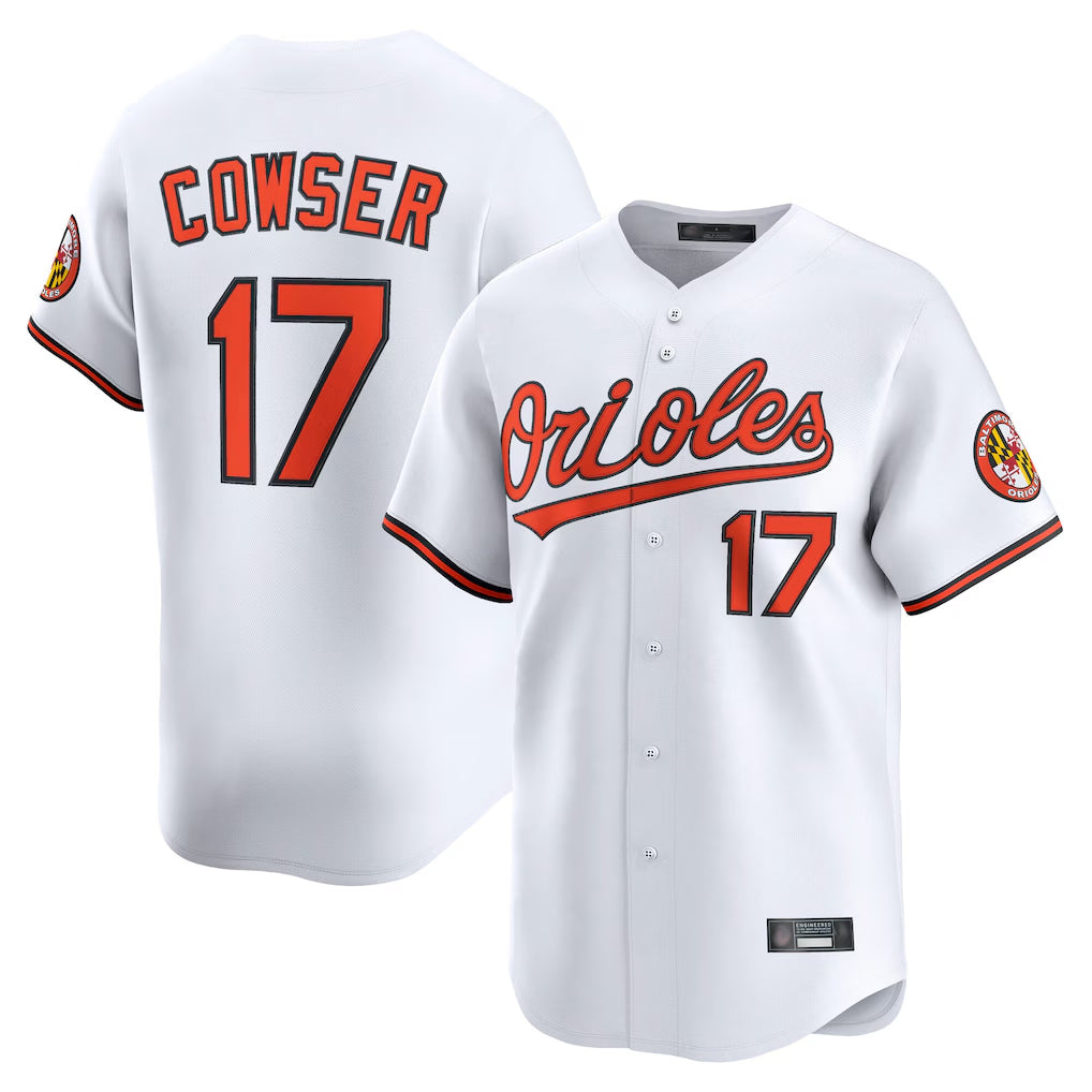 Elroe B.Orioles #17 Colton Cowser Player White Limited Home Game Stitched Jerseys
