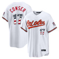Elroe B.Orioles #17 Colton Cowser Player White USA 250 Fourth of July Home Game Stitched Jerseys