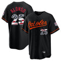 Elroe B.Orioles #25 Pete Alonso Player Black USA 250 Fourth of July Home Game Stitched Jerseys