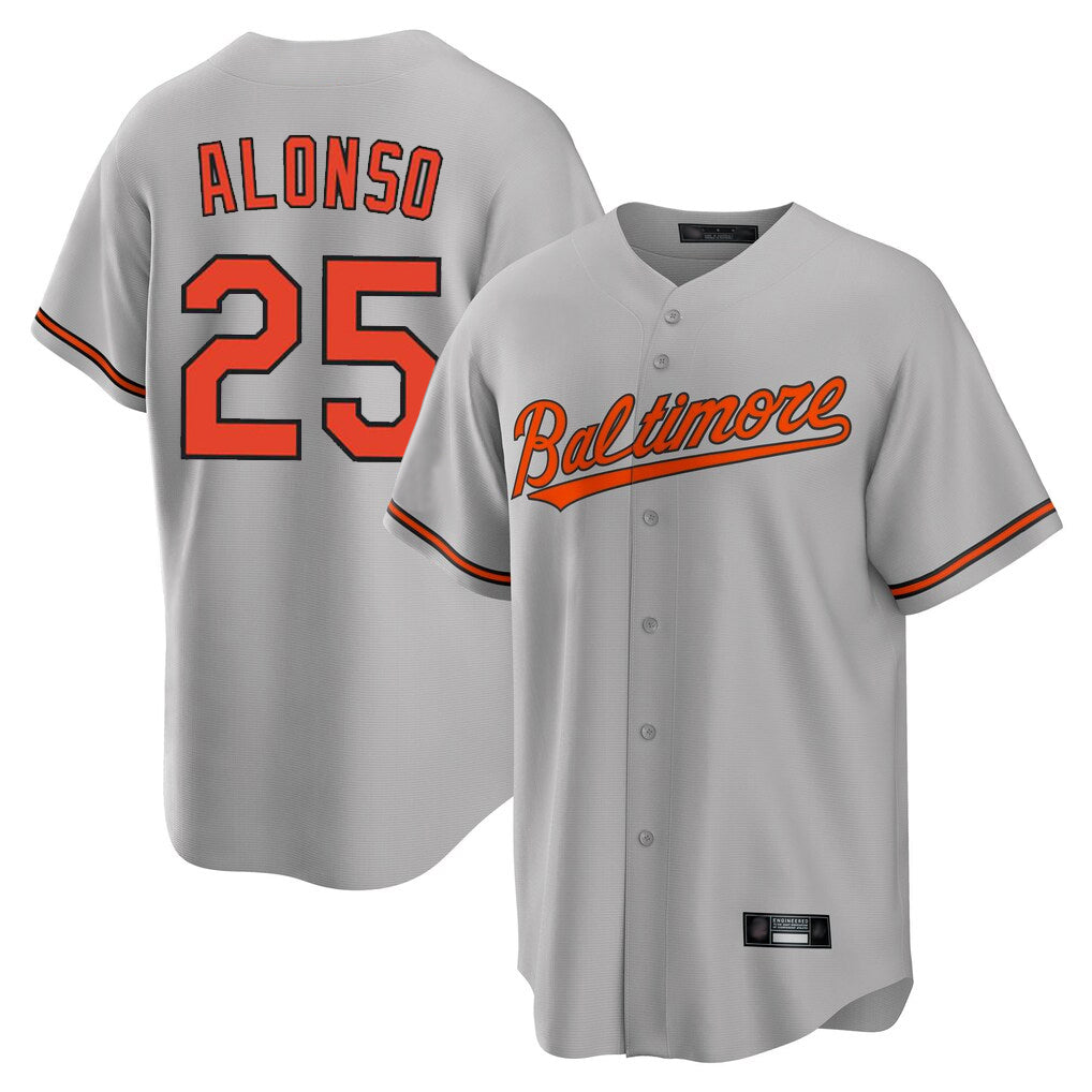 Elroe B.Orioles #25 Pete Alonso Player Gray Home Game Stitched Jerseys