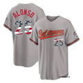 Elroe B.Orioles #25 Pete Alonso Player Gray USA 250 Fourth of July Home Game Stitched Jerseys