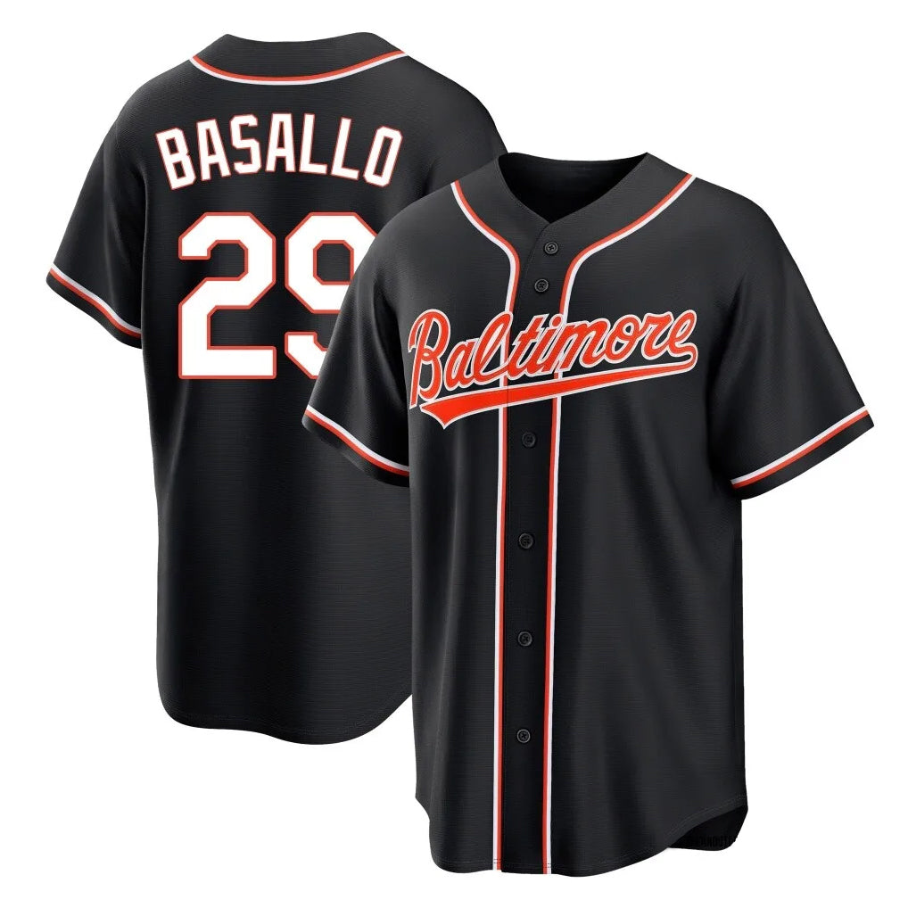 Elroe B.Orioles #29 Samuel Basallo Player Black Out Home Game Stitched Jerseys
