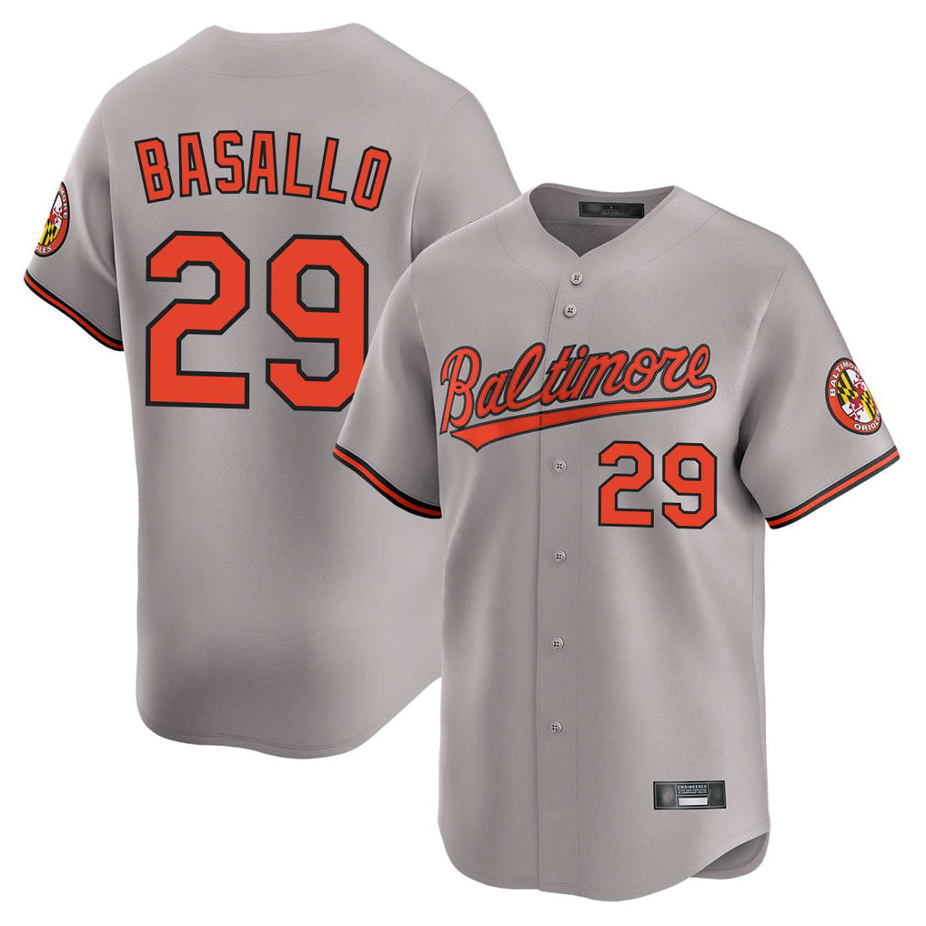 Elroe B.Orioles #29 Samuel Basallo Player Gray Limited Home Game Stitched Jerseys