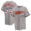 Elroe B.Orioles #29 Samuel Basallo Player Gray USA 250 Fourth of July Home Game Stitched Jerseys