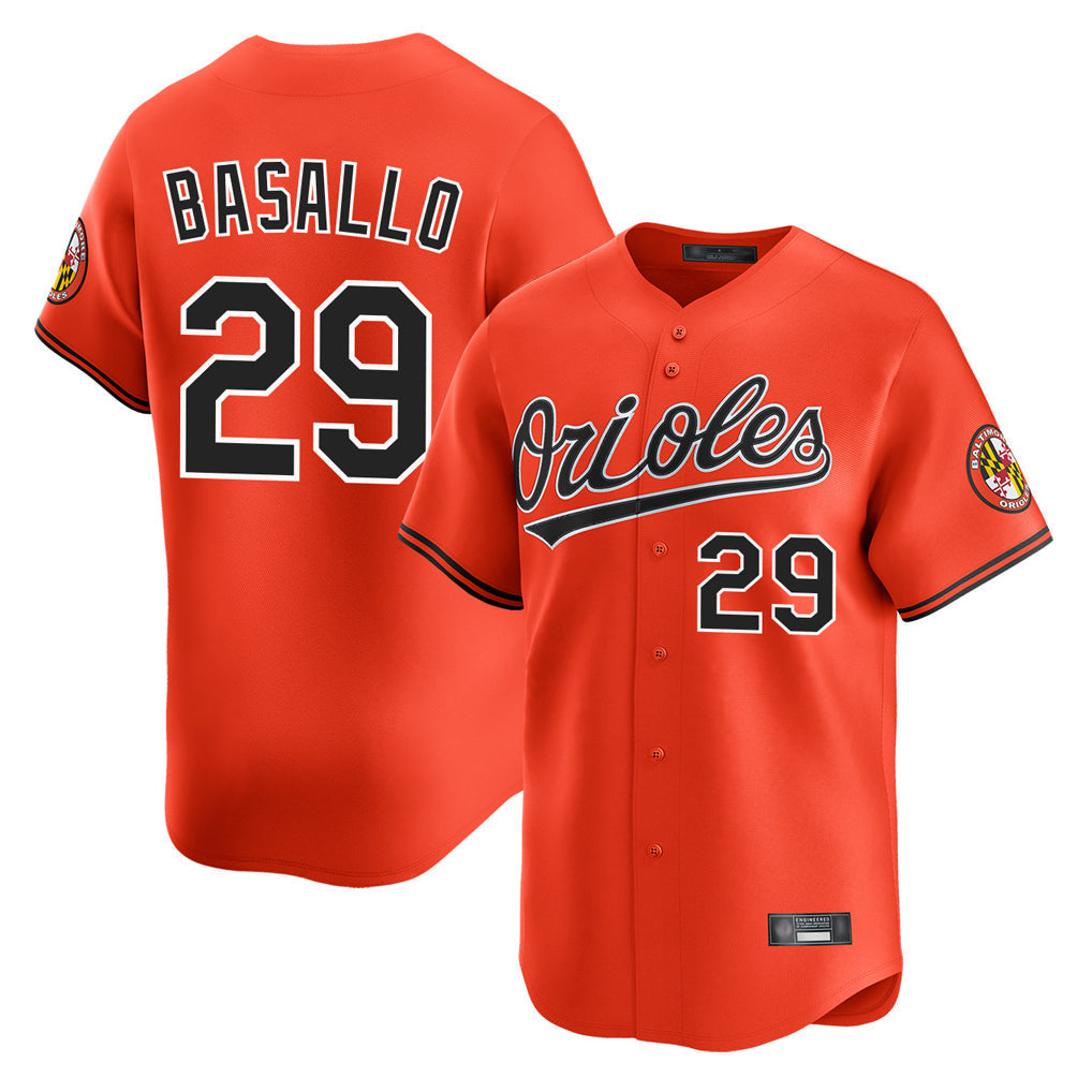 Elroe B.Orioles #29 Samuel Basallo Player Orange Limited Home Game Stitched Jerseys