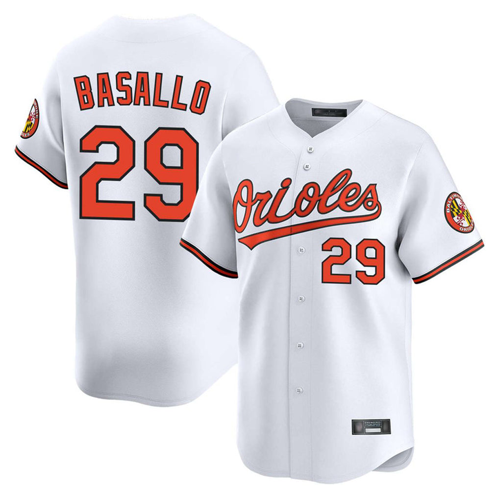 Elroe B.Orioles #29 Samuel Basallo Player White Limited Home Game Stitched Jerseys