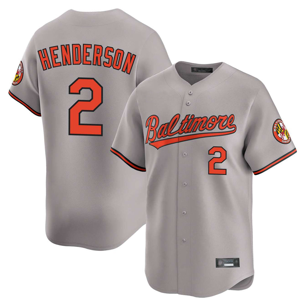 Elroe B.Orioles #2 Gunnar Henderson Player Gray Limited Home Game Stitched Jerseys